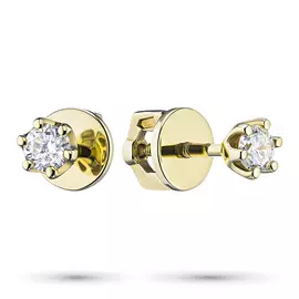 Пусеты из желтого золота с бриллиантом э0301пс04202991