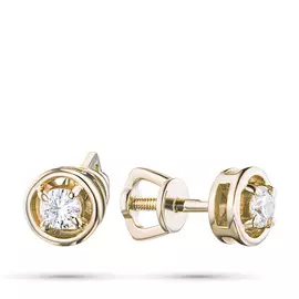 Пусеты из желтого золота с бриллиантом э0301пс04203000