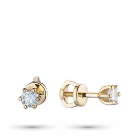 Пусеты из желтого золота с бриллиантом э0301пс04210206