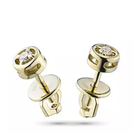 Пусеты из желтого золота с бриллиантом э0301пс05157700