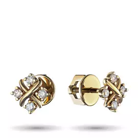 Пусеты из желтого золота с бриллиантом э0301пс06160700