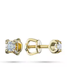 Пусеты из желтого золота с бриллиантом э0301пс06200855