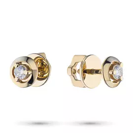 Пусеты из желтого золота с бриллиантом э0301пс10090300