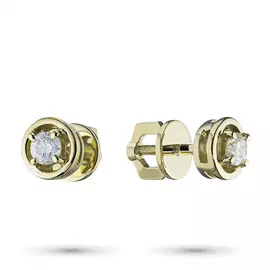 Пусеты из желтого золота с бриллиантом э0301пс11134200