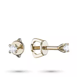 Пусеты из желтого золота с бриллиантом э0301пс11200104