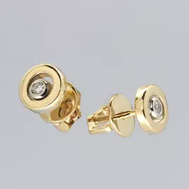 Пусеты из желтого золота с бриллиантом э0301пс12151200