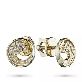 Пусеты из желтого золота с бриллиантом э0301пс_1019426