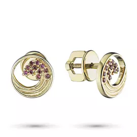 Пусеты из желтого золота с гранатом э0306пс04200725