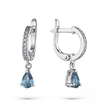 Серьги из белого золота с бриллиантами и топазами э0943сг02220420