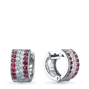 Серьги из белого золота с бриллиантами и рубинами э0939сг03220453