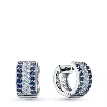 Серьги из белого золота с бриллиантами и сапфирами э0937сг03220453