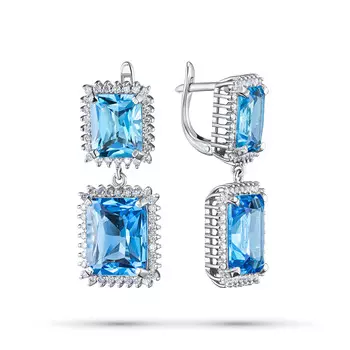 Серьги из белого золота с бриллиантами и топазами э0943сг02220451