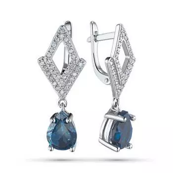Серьги из белого золота с бриллиантами и топазами э4043сг09220406