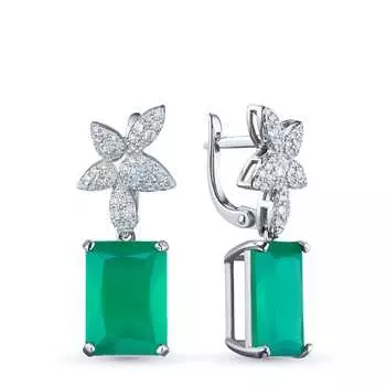 Серьги из белого золота с бриллиантами и агатами э0974сг11210460