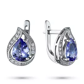 Серьги из белого золота с бриллиантами и танзанитом э0921с_1119437
