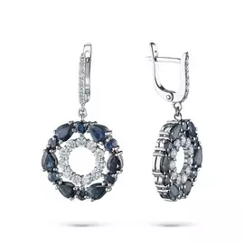 Серьги из белого золота с бриллиантами и сапфирами э0916с_1019416