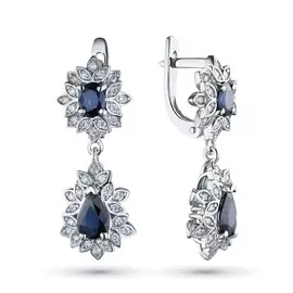 Серьги из белого золота с бриллиантами и сапфирами э0937сг03210358