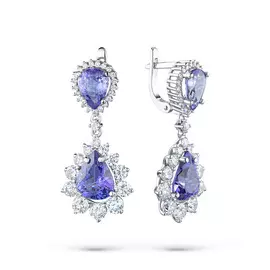 Серьги из белого золота с бриллиантами и танзанитами э0942сг07210459