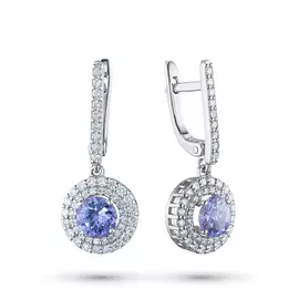 Серьги из белого золота с бриллиантами и танзанитами э0942сг05210473
