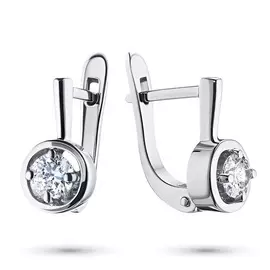 Серьги из белого золота с бриллиантом э0901сг11134200