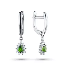 Серьги из белого золота с бриллиантами и хромдиопсидами э0936сг04202828