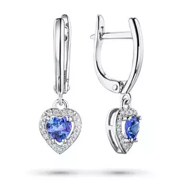 Серьги из белого золота с бриллиантом и танзанитом э0942сг04202825