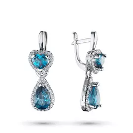 Серьги из белого золота с бриллиантом и топазами э0943сг03210477