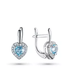 Серьги из белого золота с бриллиантом и топазом э0943сг09200451