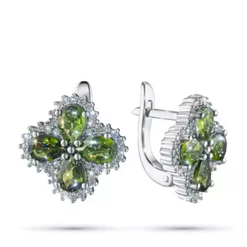 Серьги из белого золота с хромдиопсидами э4754сг09210412