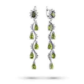 Серьги из белого золота с, хромдиопсидом и бриллиантами э0915сг12193610