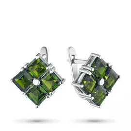 Серьги из белого золота с хромдиопсидом э0905сг04202401