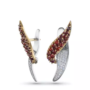Серьги из белого золота с и гранатами э4106сг06240361