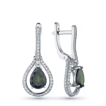 Серьги из белого золота с и хромдиопсидами э4036сг06240364