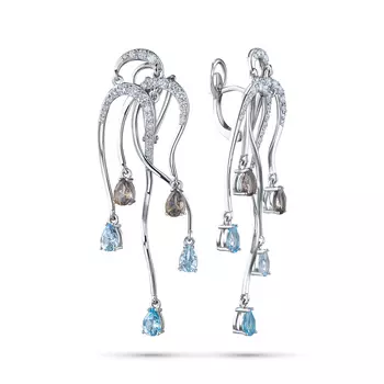 Серьги из белого золота с, раухтопазами и топазами э4081сг06240365