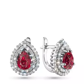 Серьги из белого золота с рубинами э4780сг04210460