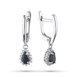 Серьги из белого золота с сапфиром и бриллиантом эк09с061902