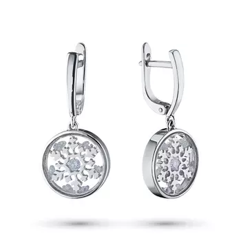 Серьги из белого золота с сапфировым стеклом нал09с111806