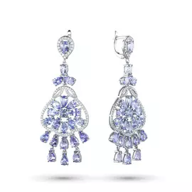 Серьги из белого золота с танзанитами и бриллиантами э0942сг11200463