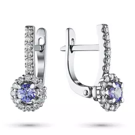 Серьги из белого золота с танзанитом и бриллиантом э0921с061652