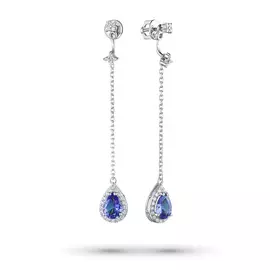 Серьги из белого золота с танзанитом и бриллиантами э0942сг03200458