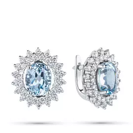 Серьги из белого золота с топазом и бриллиантом э0943сг03210405