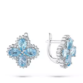 Серьги из белого золота с топазами и бриллиантами э0943сг09210412