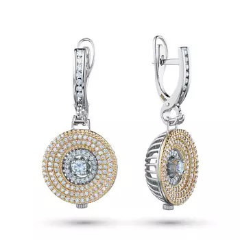 Серьги из комбинированного золота с бриллиантами э1045сг04210365