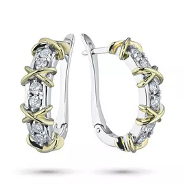Серьги из комбинированного золота с бриллиантами э1001сг07156100