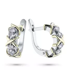 Серьги из комбинированного золота с бриллиантом э1001сг04201504