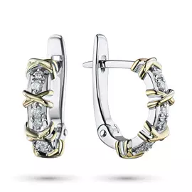 Серьги из комбинированного золота с бриллиантом э1001сг04201892