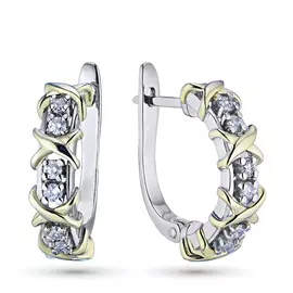 Серьги из комбинированного золота с бриллиантом э1001сг06163900