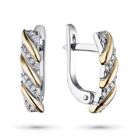 Серьги из комбинированного золота с бриллиантом э1001сг07200358