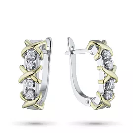 Серьги из комбинированного золота с бриллиантом э1001сг10160400