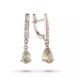 Серьги из красного золота с бриллиантами и цитрином э0232сг04202512